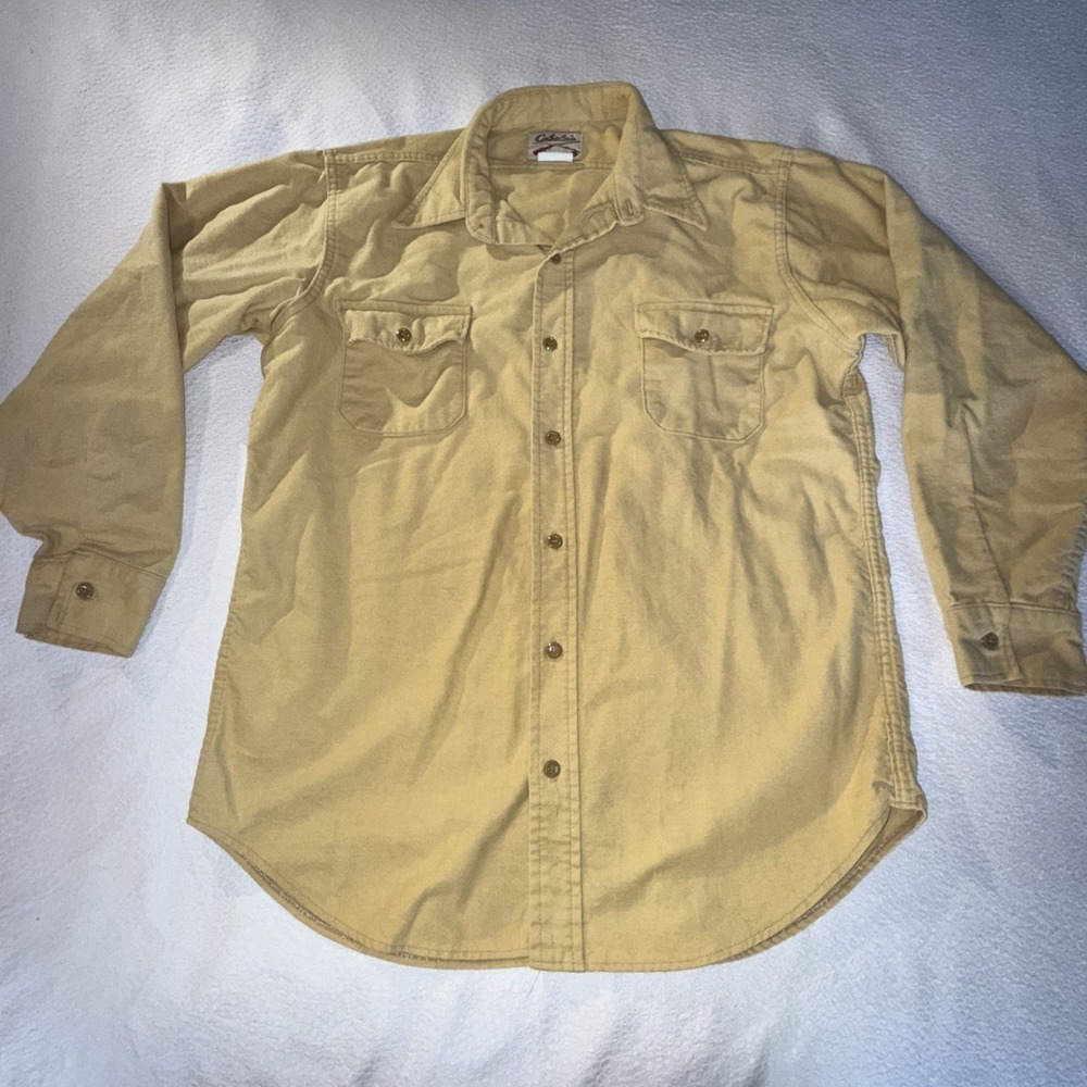 Vintage 90s Cabela's Deerskin Soft Chamois Shirt Mens Tan Long Sleeve Sz Xl Tall